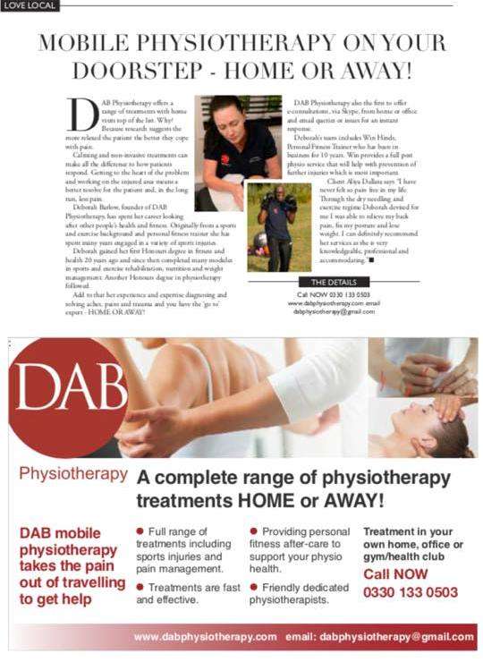 Dab Physiotherapy | 3 Dickens Rise, Chigwell IG7 6PA, UK | Phone: 0330 133 0503