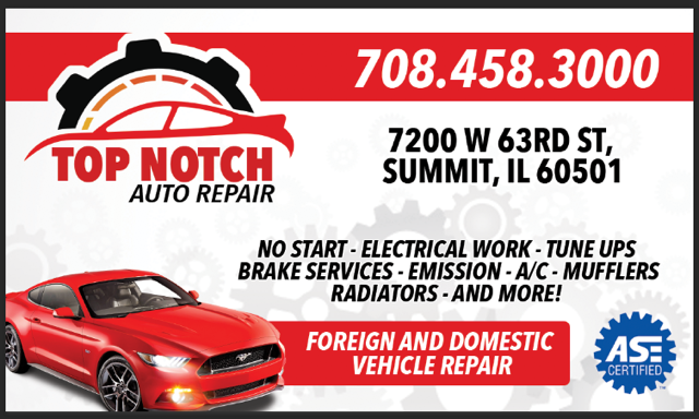 Top Notch Auto Repair | 7200 W 63rd St, Summit, IL 60501, USA | Phone: (708) 458-3000