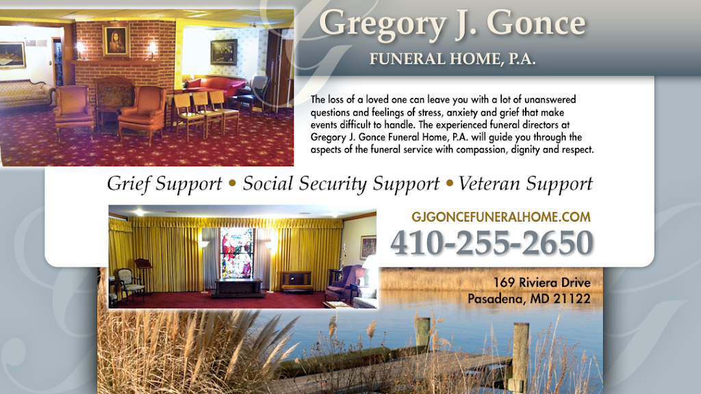 Gregory J Gonce Funeral Home | 169 Riviera Dr, Pasadena, MD 21122, USA | Phone: (410) 255-2650