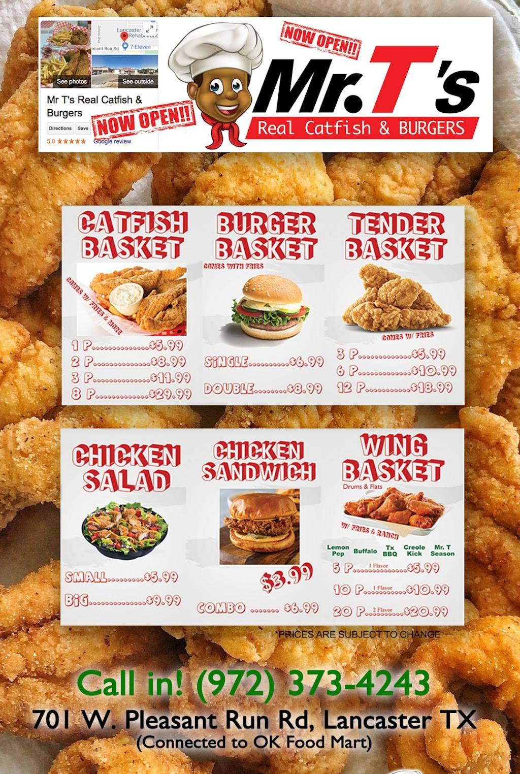 Mr Ts Real Catfish & Burgers | 701 W Pleasant Run Rd, Lancaster, TX 75146, USA | Phone: (972) 373-4243