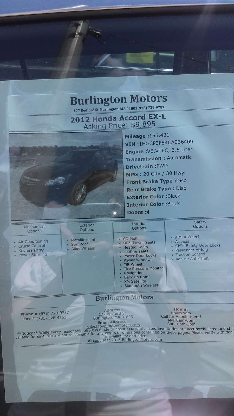 Burlington Motors | 177 Bedford St, Burlington, MA 01803, USA | Phone: (781) 272-5555