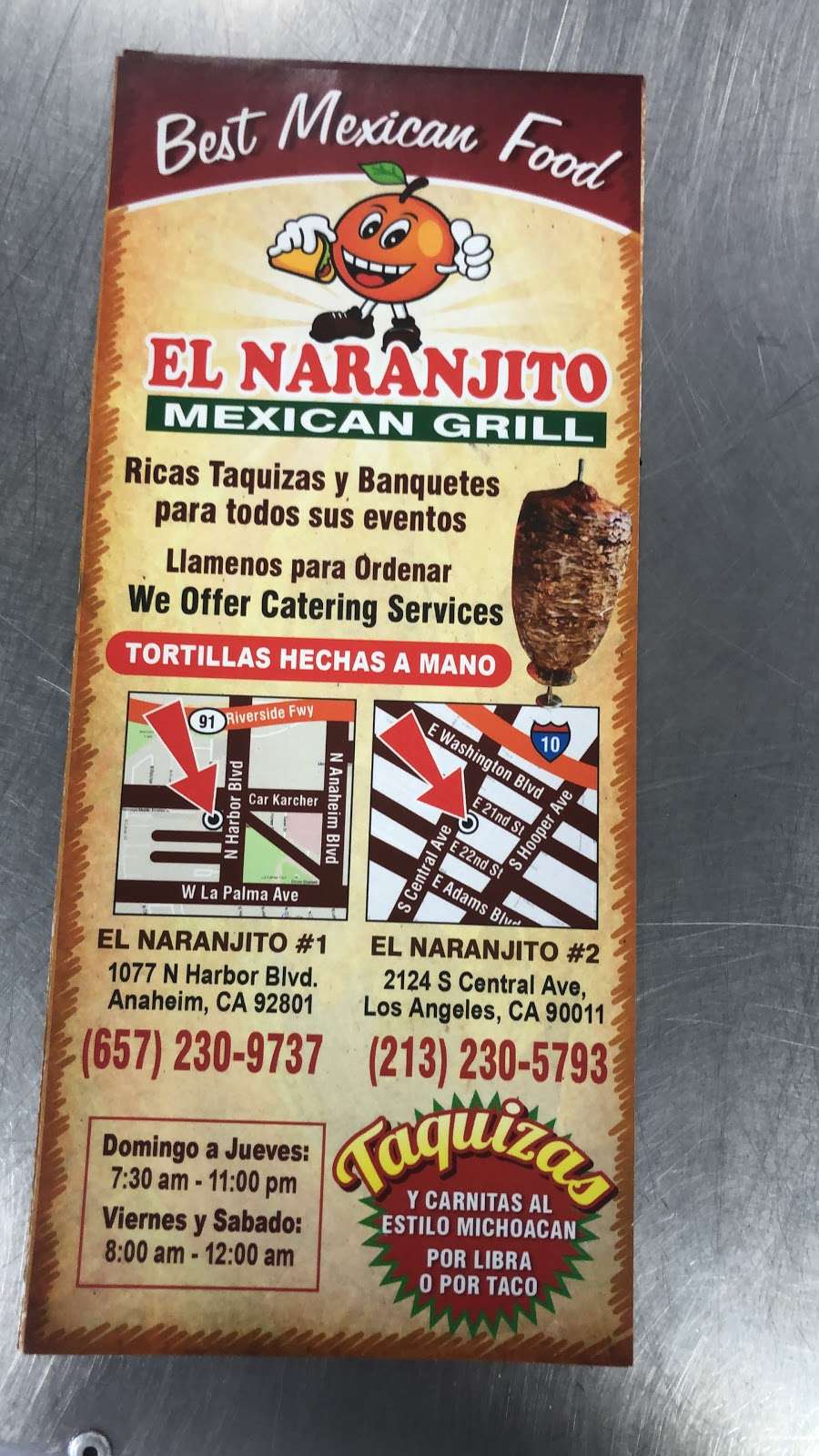 El Narajito Mexican Grill #2 | 2124 S Central Ave, Los Angeles, CA 90011, USA | Phone: (213) 973-5793