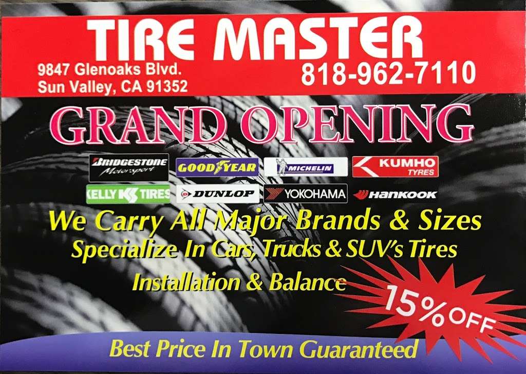 Tire Masters | 9847 Glenoaks Blvd, Sun Valley, CA 91352 | Phone: (818) 962-7110