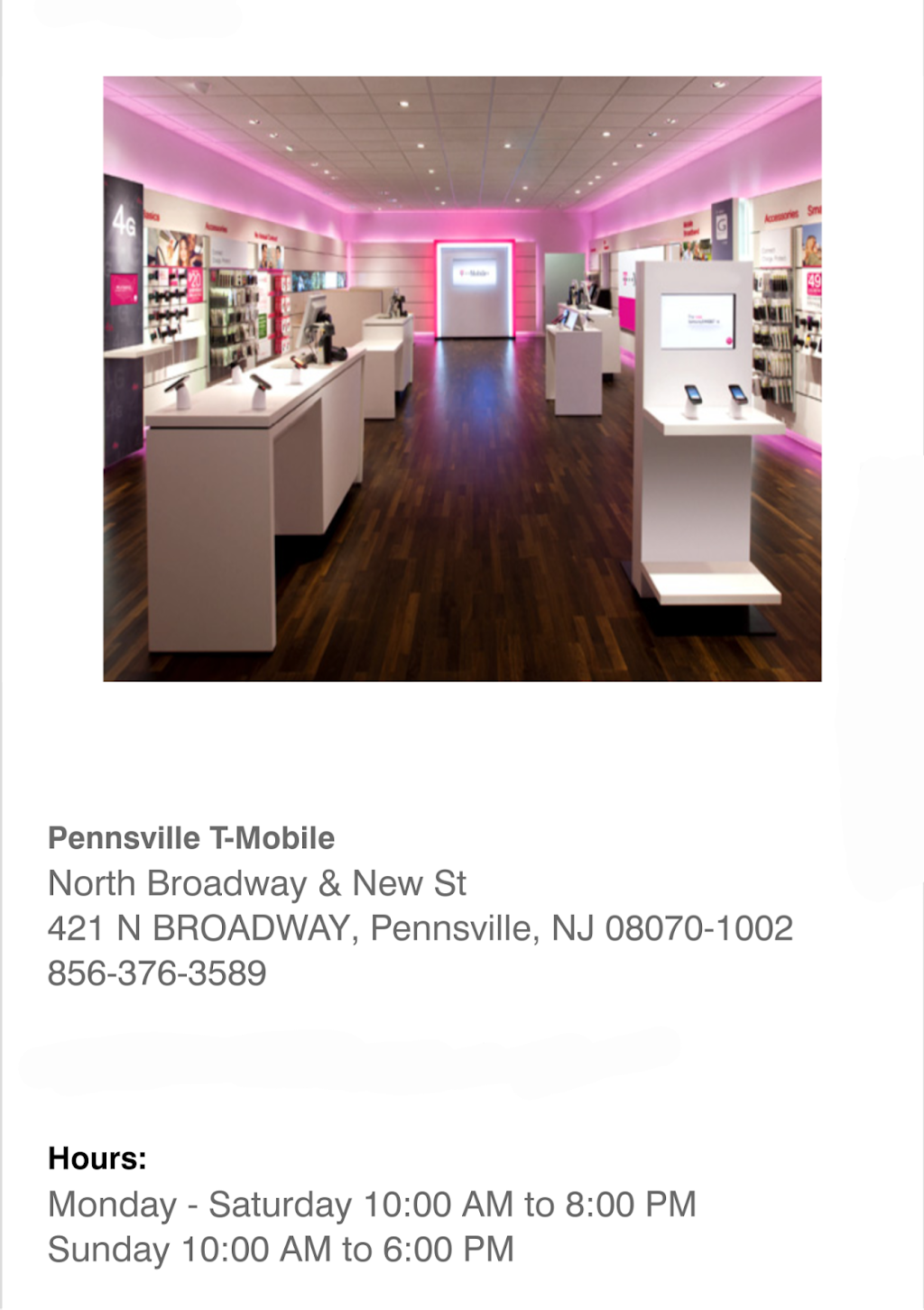T-Mobile | 421 N Broadway, Pennsville Township, NJ 08070, USA | Phone: (856) 376-3589