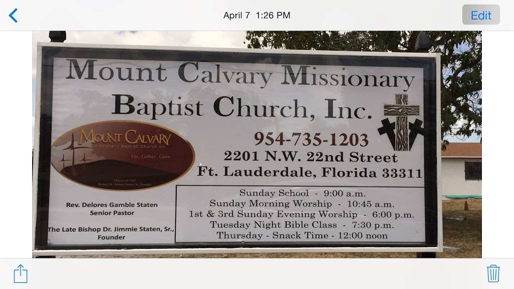 Mount Calvary Missionary Baptist Church, Inc. | 2201 NW 22nd St, Fort Lauderdale, FL 33311 | Phone: (954) 735-1203