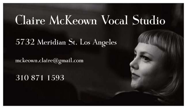 Claire McKeown Vocal Studio | 5732 Meridian St, Los Angeles, CA 90042, USA | Phone: (310) 871-1593