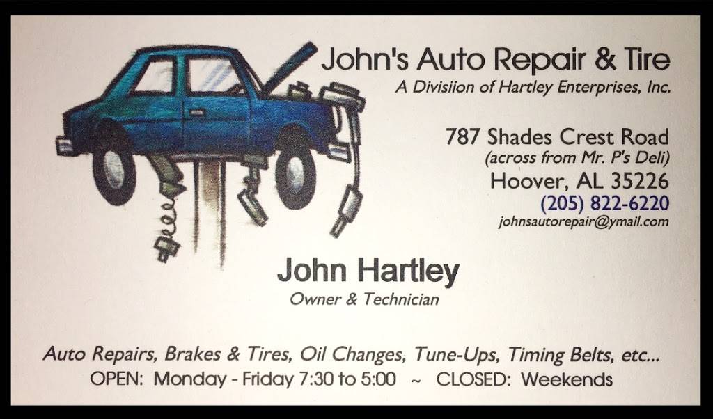 Johns Auto Repair & Tire | 787 Shades Crest Rd, Birmingham, AL 35226, USA | Phone: (205) 822-6220