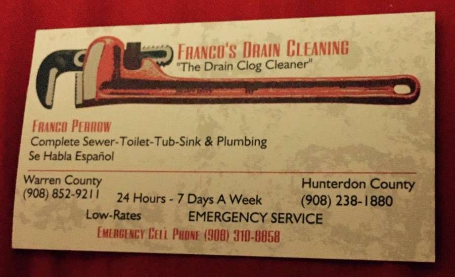 Francos Complete Drain Cleaning | 128 Cynthia Dr, Hackettstown, NJ 07840, USA | Phone: (908) 310-8858