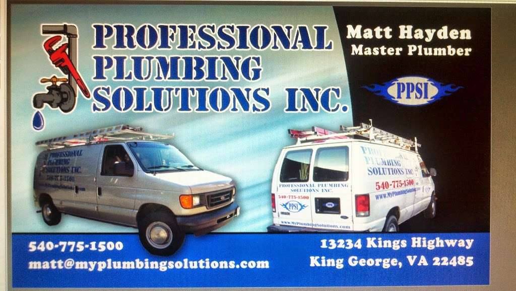 Professional Plumbing Solutions Inc. | 10176 Kings Hwy, King George, VA 22485, USA | Phone: (540) 709-7995