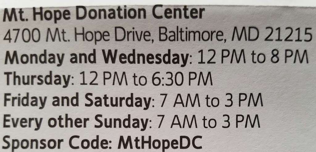 American Red Cross Blood Donation Center | 4700 Mt Hope Dr, Baltimore, MD 21215, USA | Phone: (800) 733-2767