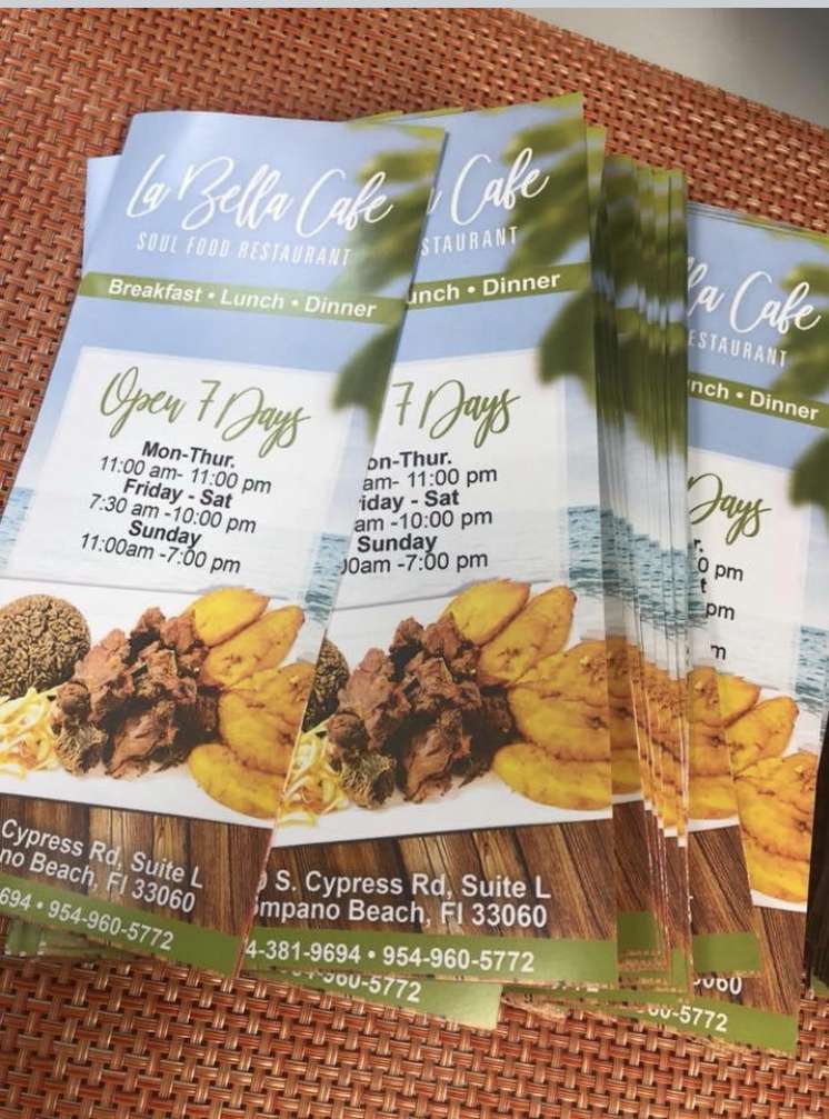 La Bella cafe caribbean and soul food | 230 S Cypress Rd ste L, Pompano Beach, FL 33060, USA | Phone: (954) 960-5772