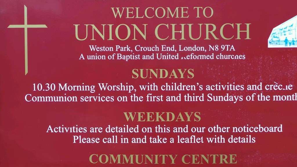 Union Church & Community Centre, Crouch End | Weston Park, London, Crouch End N8 9PX, UK | Phone: 020 8341 3918