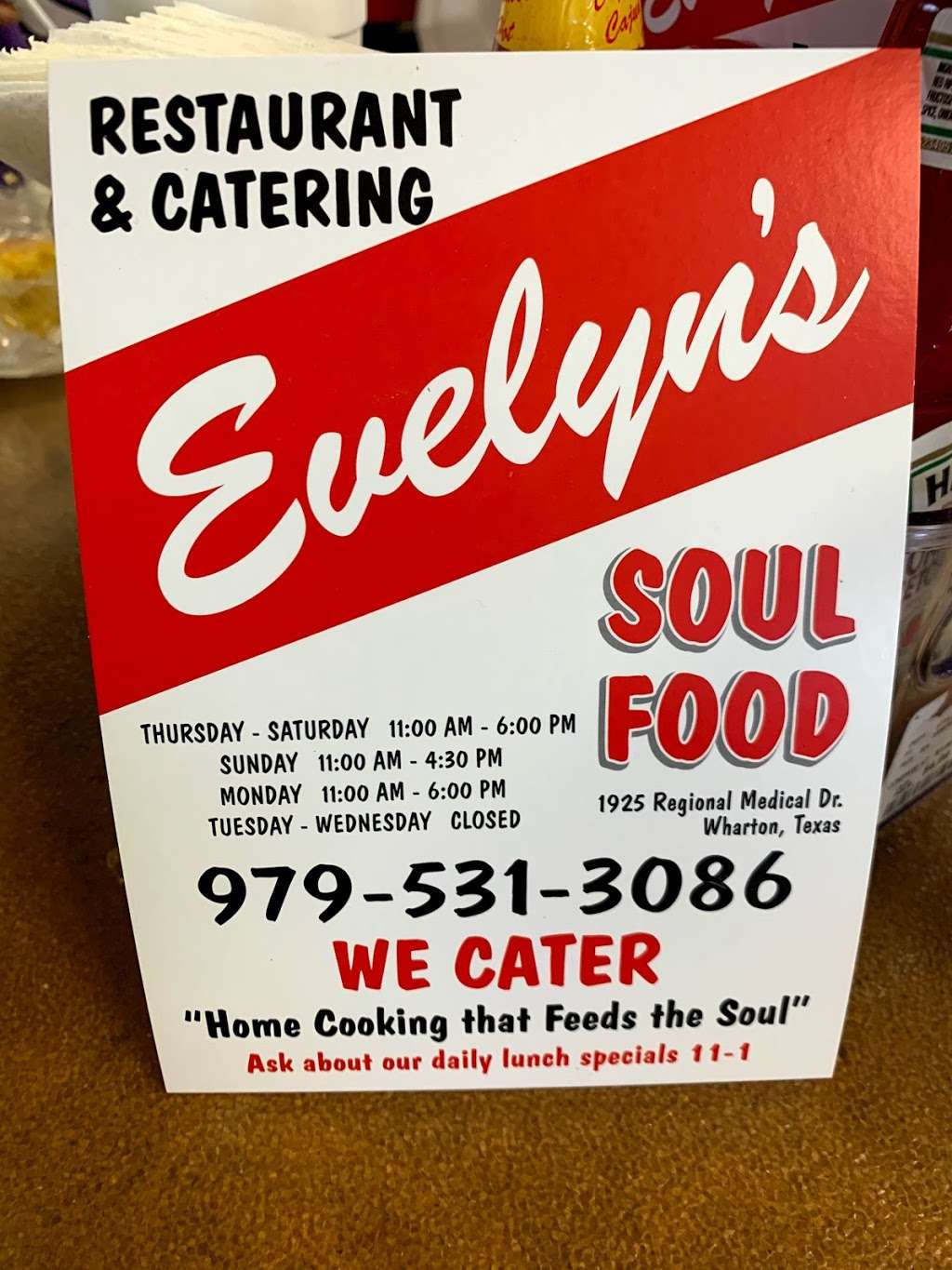 Evelyns Soul Food | 1925 Regional Medical Dr, Wharton, TX 77488 | Phone: (979) 531-3086