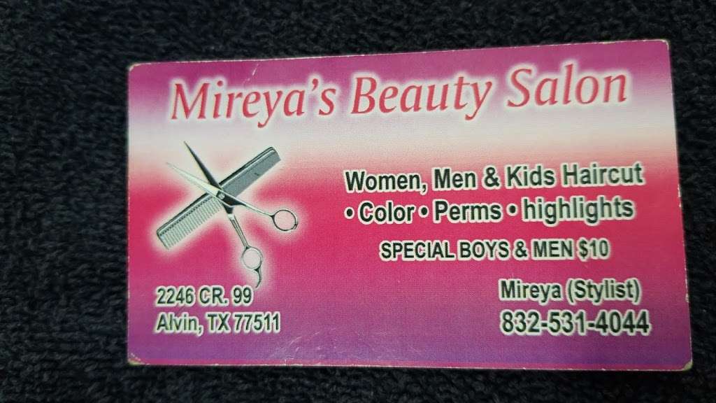 Mireyas Hair Salon | 2246 County Rd 99, Alvin, TX 77511 | Phone: (832) 531-4044