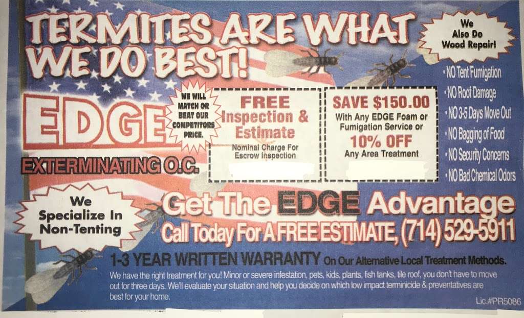 Edge Exterminating | 16139 Brookhurst St, Fountain Valley, CA 92708, USA | Phone: (714) 529-5911