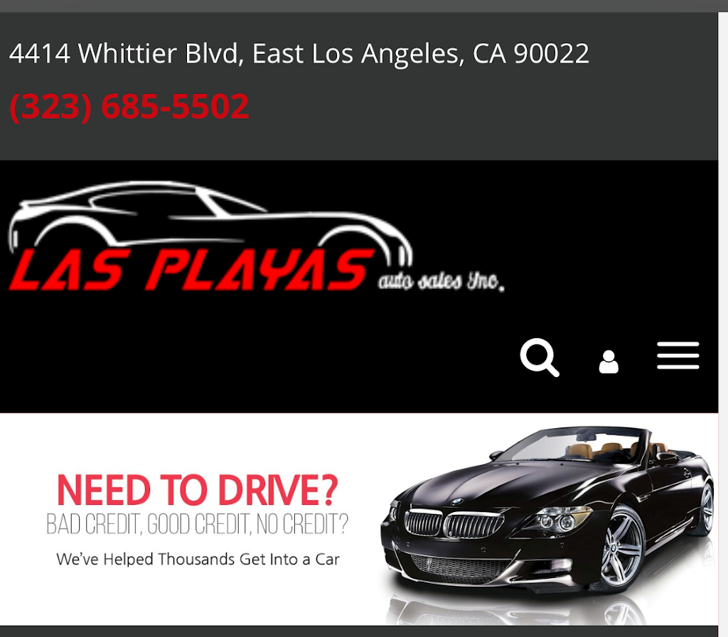 LAS PLAYAS AUTO SALES | 4414 Whittier Blvd, East Los Angeles, CA 90022, USA | Phone: (323) 870-8521