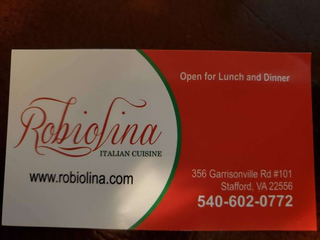 Robiolina Italian Cuisine | 356 Garrisonville Rd, Stafford, VA 22554, USA | Phone: (540) 602-0772