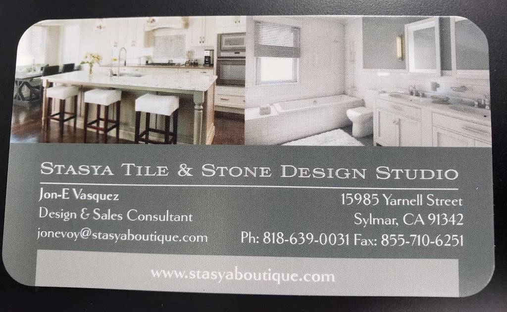 Tile Boutique Design Center/Stasya Tile & Stone | 15985 Yarnell St, Sylmar, CA 91342, USA | Phone: (661) 772-9933