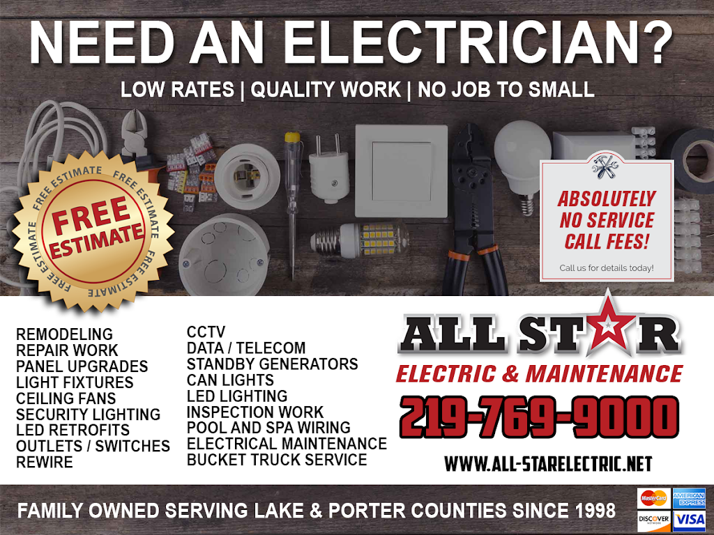 ALL-STAR ELECTRIC & MAINTENANCE | 622 W 300 N, Valparaiso, IN 46385 | Phone: (219) 769-9000