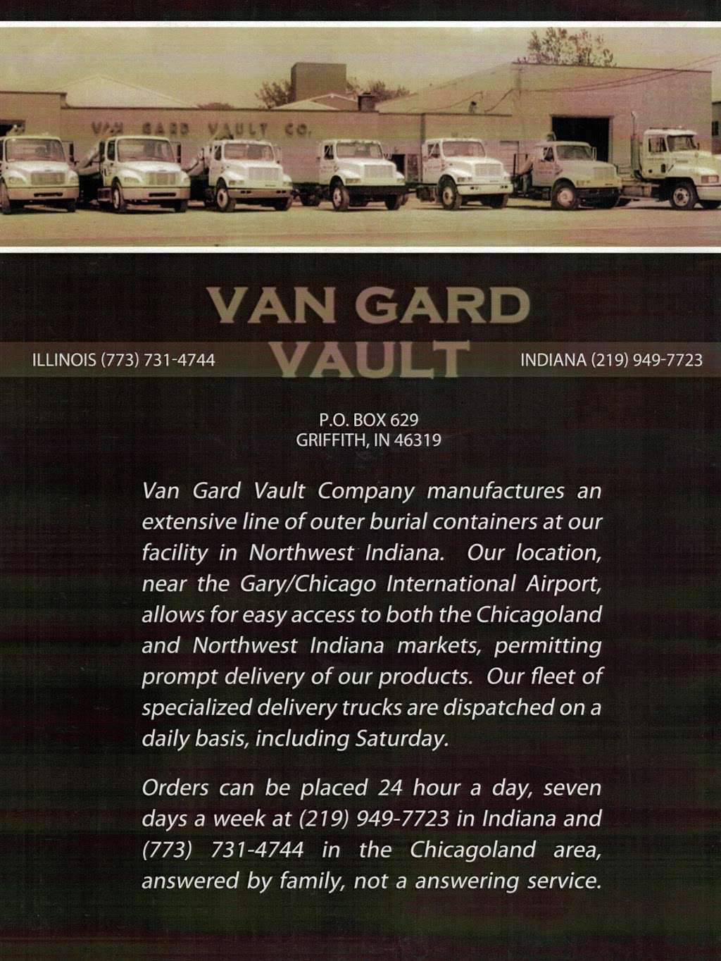 Van Gard Vault Company Inc. | 5100 Industrial Hwy, Gary, IN 46406 | Phone: (219) 949-7723