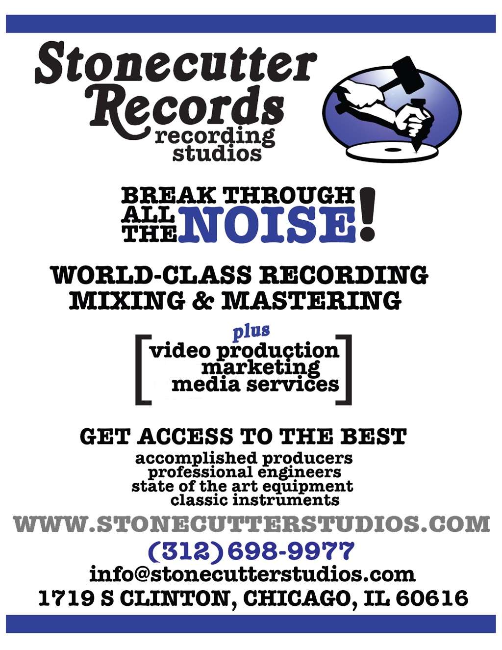 Stonecutter Recording Studio | 1719 S Clinton St, Chicago, IL 60616 | Phone: (312) 698-9977