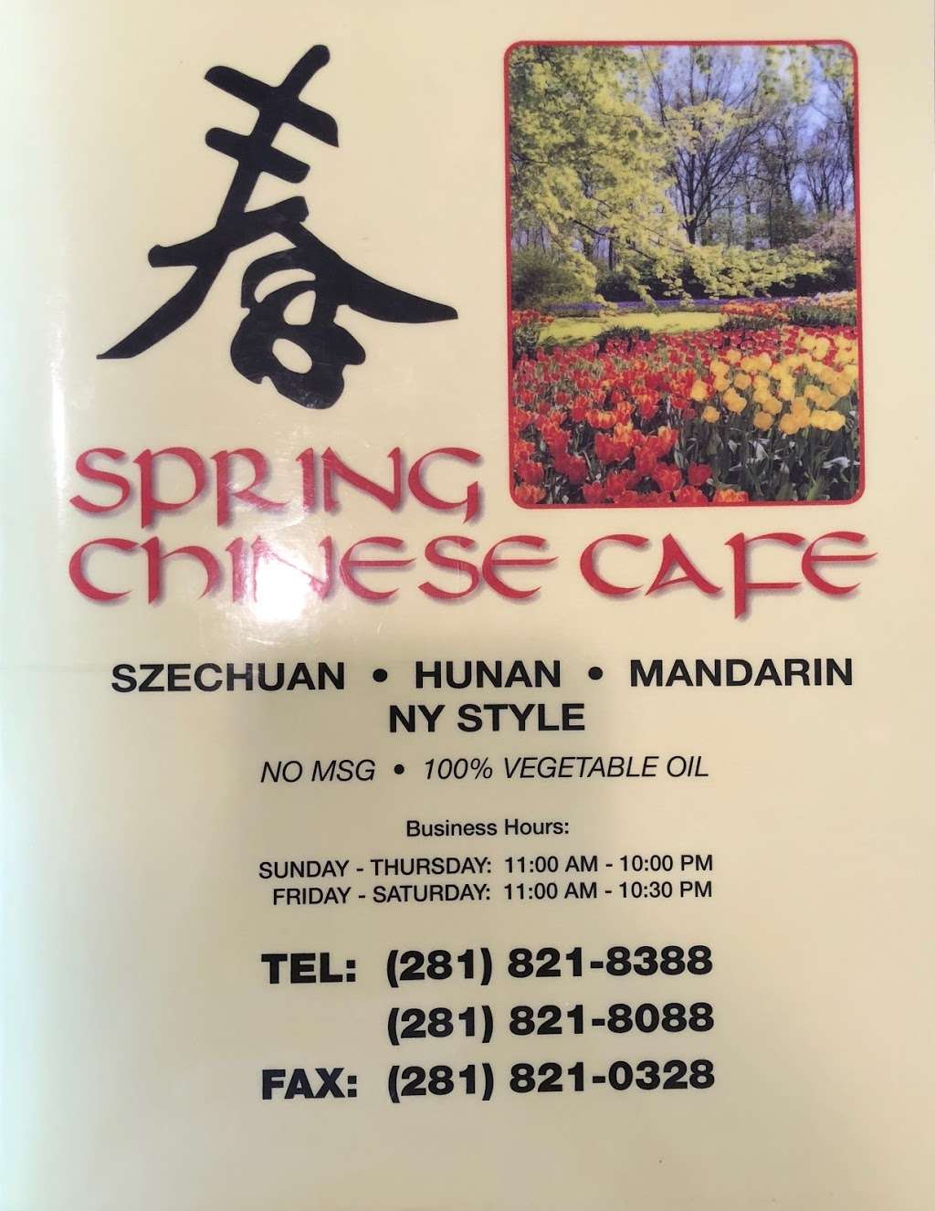 Spring Chinese Cafe | 5673 Treaschwig Rd, Spring, TX 77373, USA | Phone: (281) 821-8388