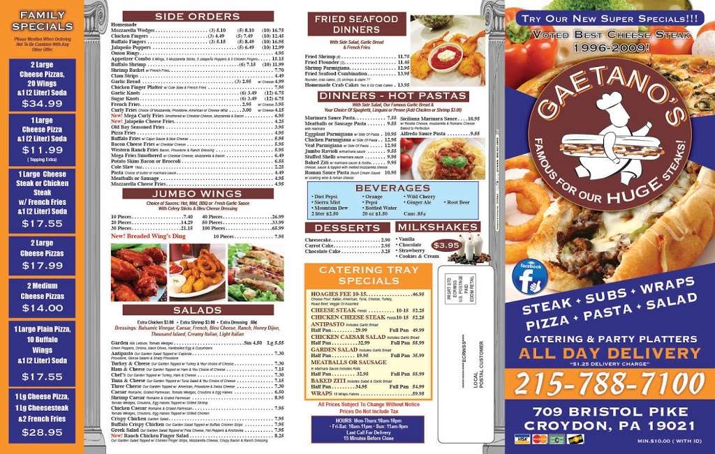 Gaetanos | 709 Bristol Pike, Croydon, PA 19021, USA | Phone: (215) 788-7100