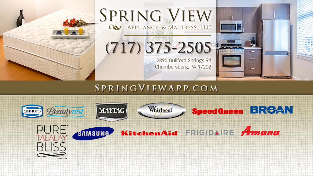 Spring View Appliance & Mattress LLC | 2890 Guilford Springs Rd, Chambersburg, PA 17202, USA | Phone: (717) 375-2505