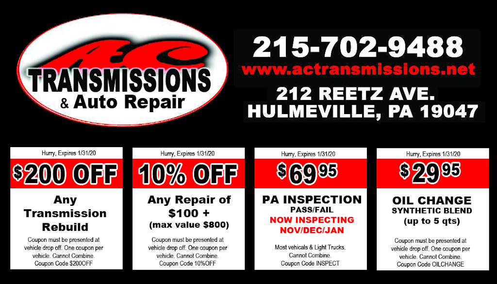 A C Automatic Transmissions | 212 Reetz Ave # 4, Hulmeville, PA 19047, USA | Phone: (215) 702-9488