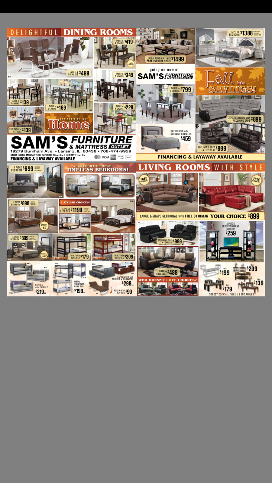 Sams furniture & mattress outlet | 19273 Burnham Ave, Lansing, IL 60438 | Phone: (708) 474-9959