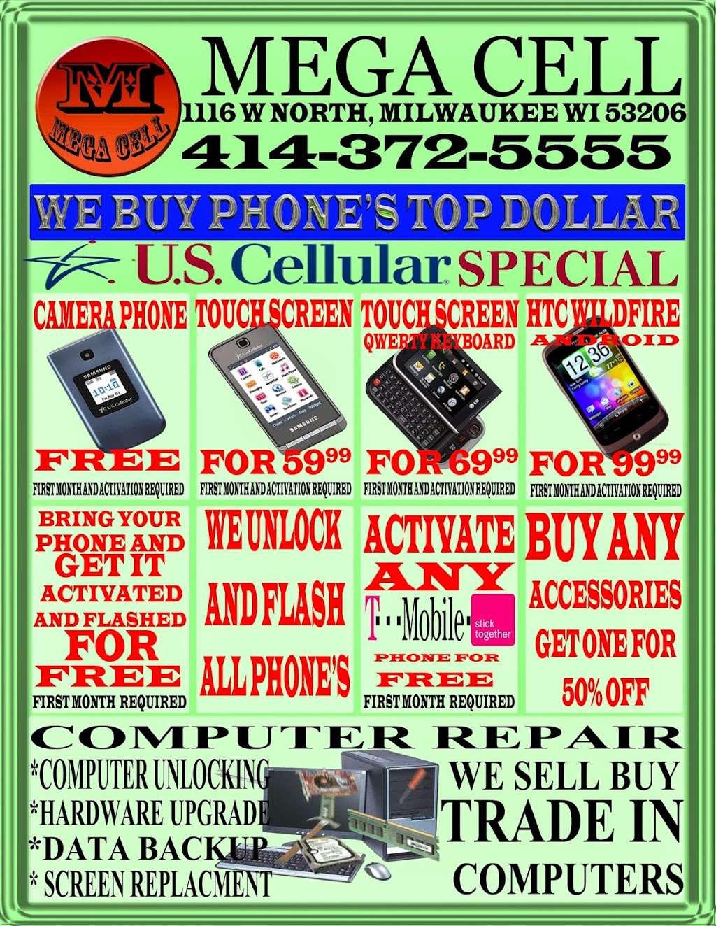 Mega Cell (cricket wireless) | 1116 W North Ave, Milwaukee, WI 53205, USA | Phone: (414) 372-5555