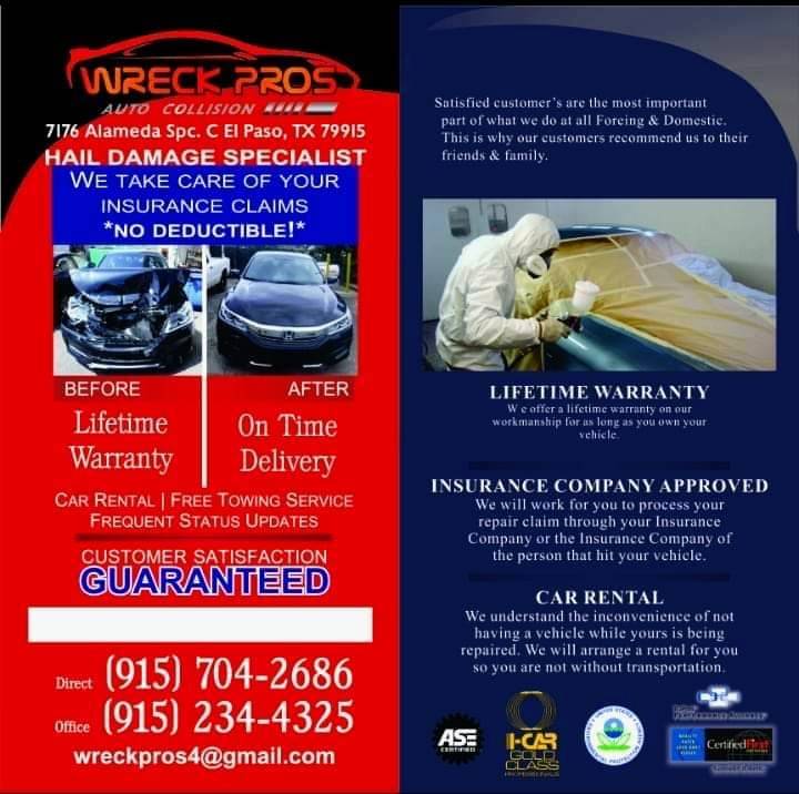 Wreck Pros Auto Collision | 7176 Alameda, El Paso, TX 79915, USA | Phone: (915) 704-2686