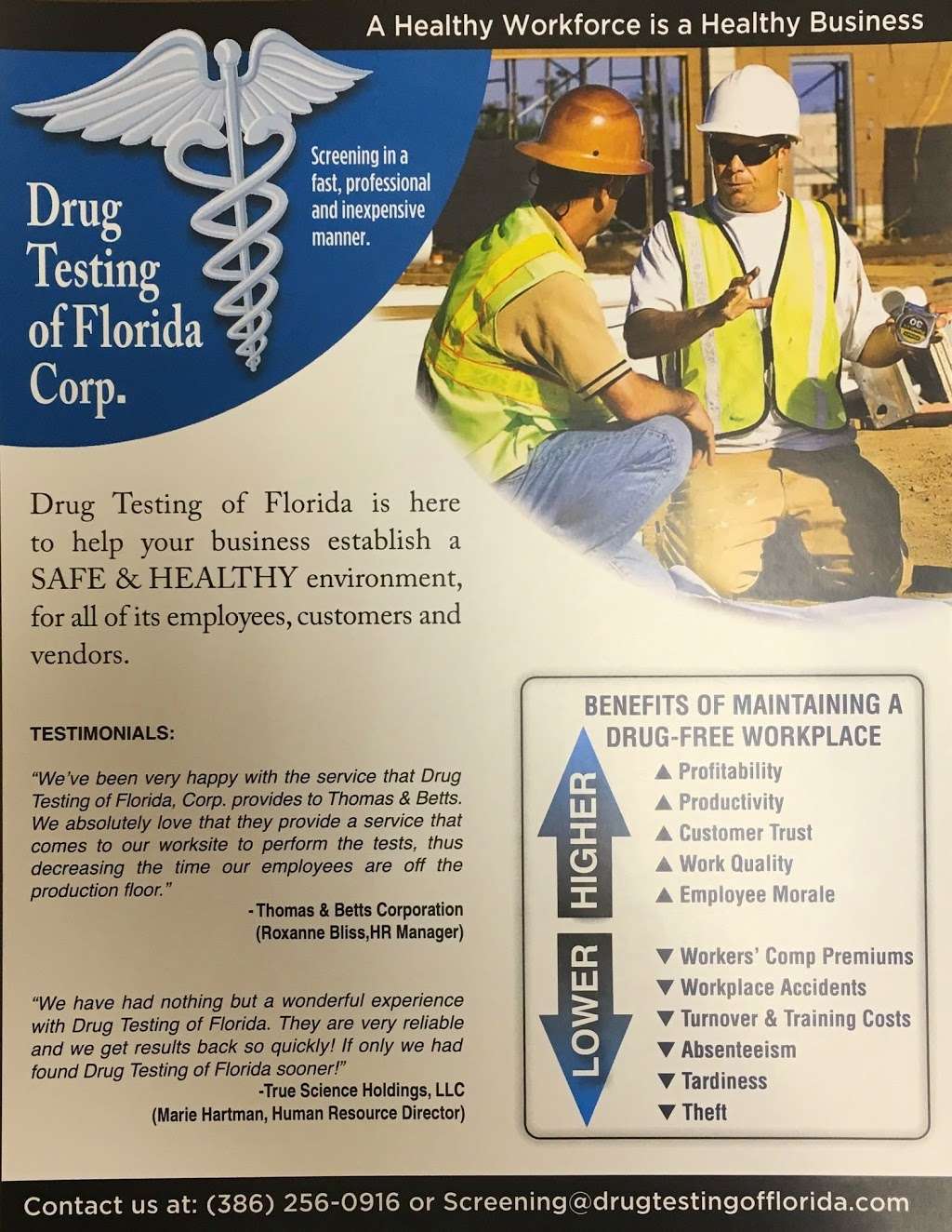 Drug Testing of Florida | 1420 Mason Ave, Daytona Beach, FL 32117, USA | Phone: (386) 256-0916