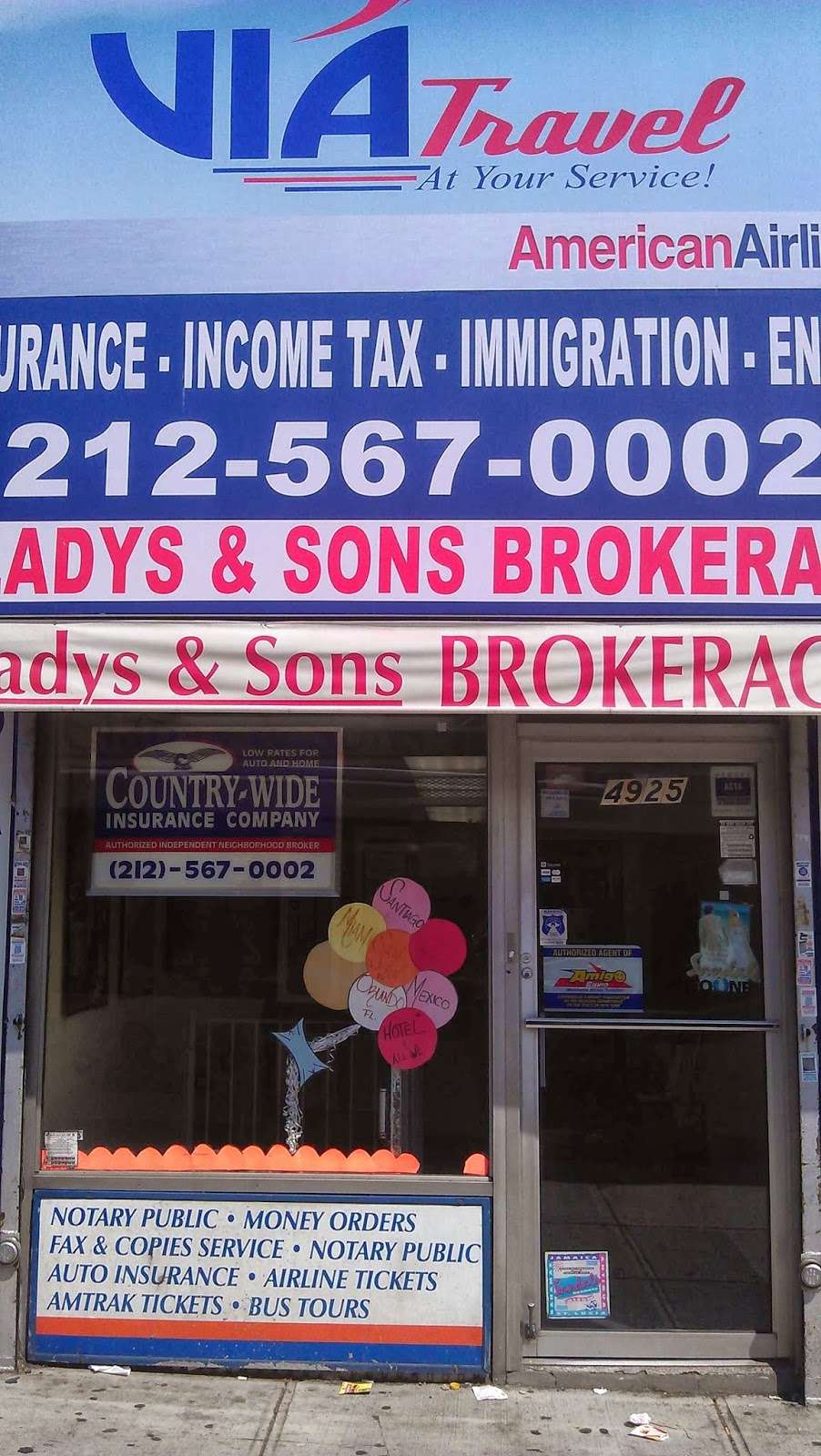 Gladys & Sons Brokerage Inc | 4925 Broadway, New York, NY 10034, USA | Phone: (212) 567-0002