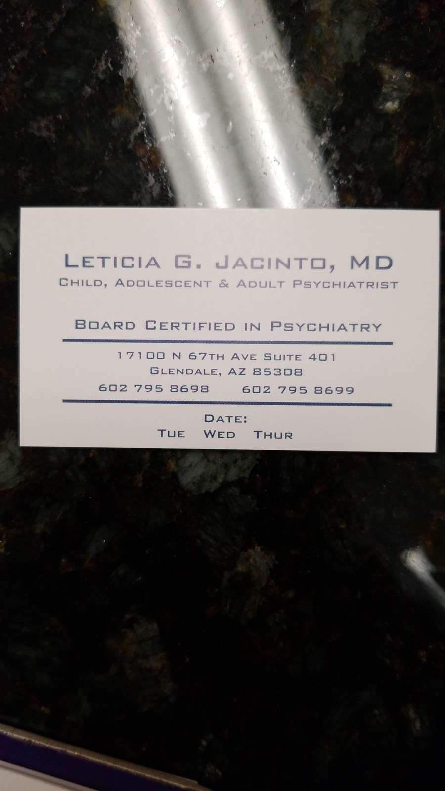 Dr. Leticia G. Jacinto MD | 17100 N 67th Ave, Glendale, AZ 85308 | Phone: (602) 795-8698