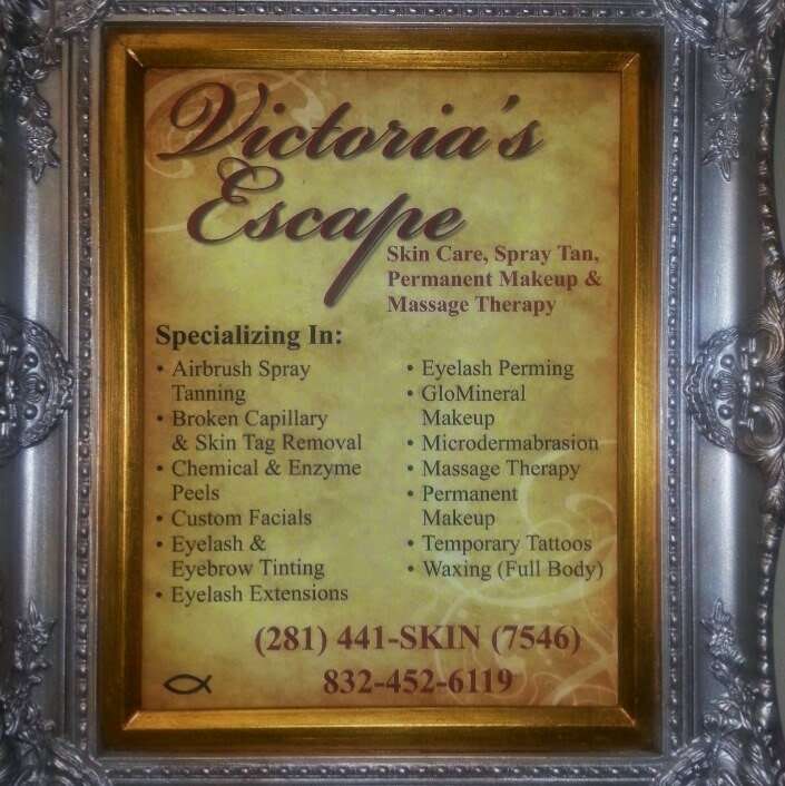 Victorias Escape Skin Care, Massage, Spray Tanning & Makeup | 12022 FM 1960 East, Huffman, TX 77336 | Phone: (281) 441-7546