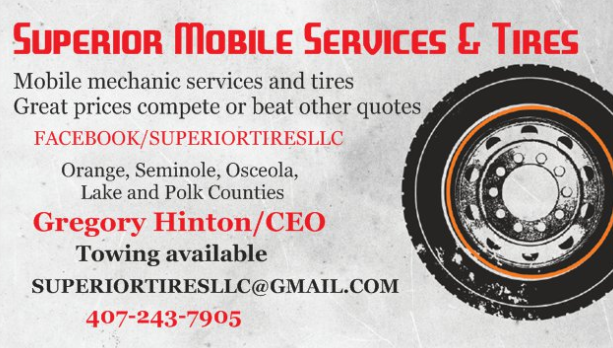 Superior Mobile Services And Tires | 1311 22nd St, Orlando, FL 32805, USA | Phone: (407) 243-7905