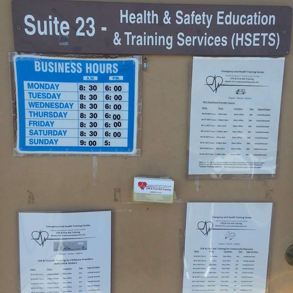 Emergency and Health Training Center, San Jose CPR Training And  | 2660 John Montgomery Dr #22, San Jose, CA 95148, USA | Phone: (408) 843-7375