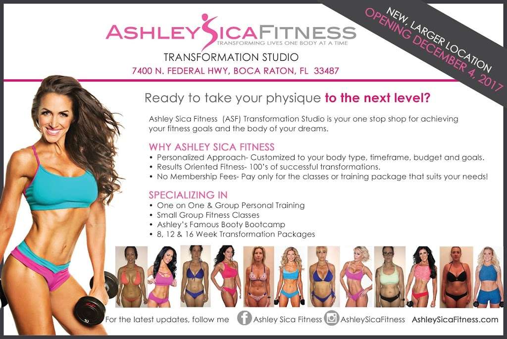 Ashley Sica Fitness Transformation Studio | 7400 N Federal Highway, Unit A4, Boca Raton, FL 33487, USA | Phone: (561) 445-7445