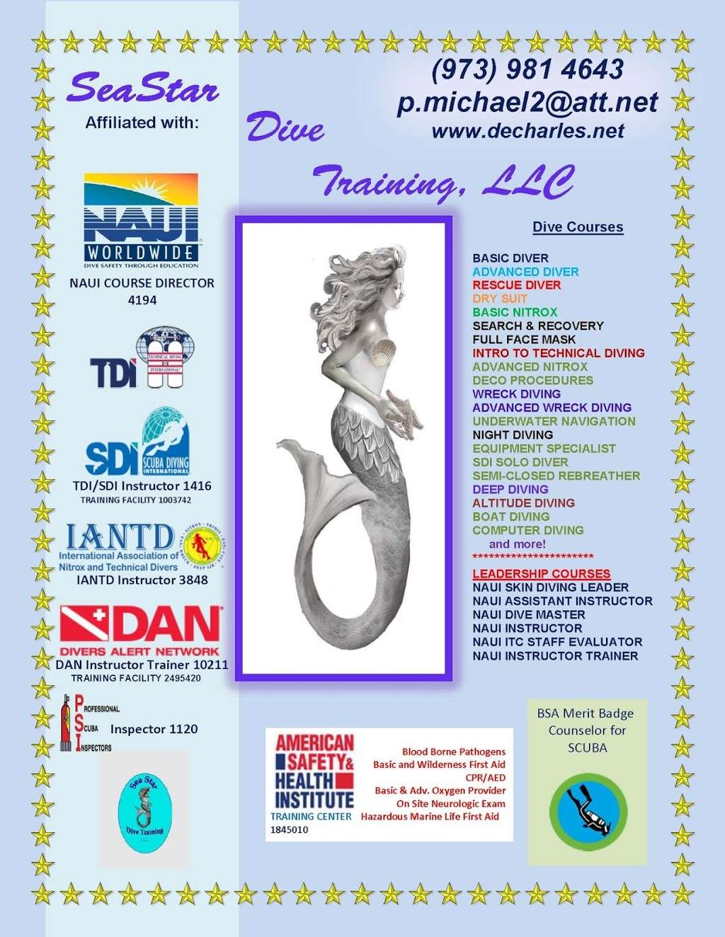 SEA STAR DIVE TRAINING, LLC | 447 Van Dyke Ave, Haledon, NJ 07508, USA | Phone: (973) 981-4643