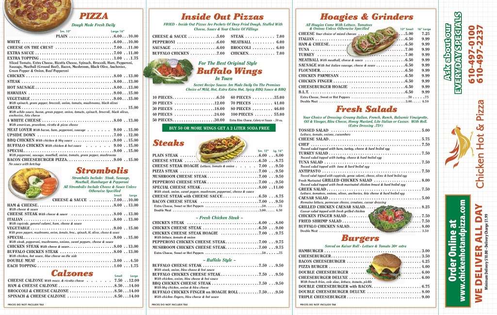 Chicken Hot & Pizza | 28 E 10th St, Marcus Hook, PA 19061 | Phone: (610) 497-0100