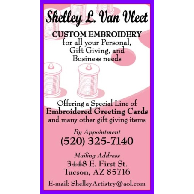 Shelley Artistry Embroidery | 3448 E 1st St, Tucson, AZ 85716, USA | Phone: (520) 325-7140