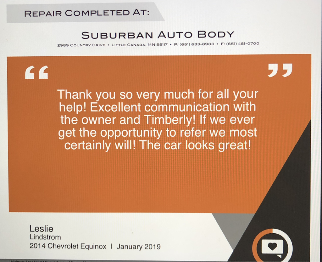 Suburban Auto Body Collision and Mechanical | 2989 Country Dr, Little Canada, MN 55117 | Phone: (651) 633-8900