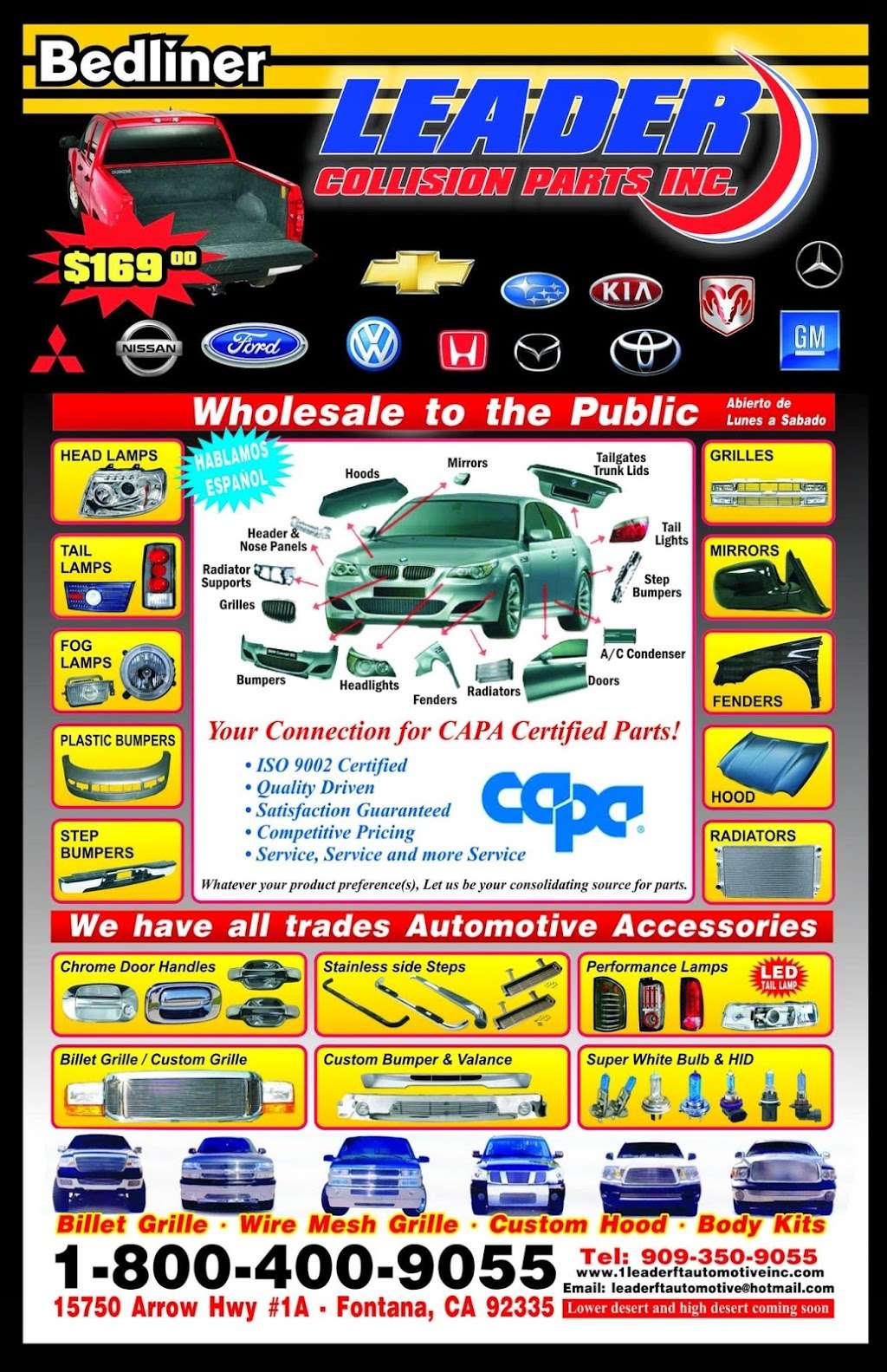 Leader Auto Body Parts Inc. | 15750 Arrow Blvd A, Fontana, CA 92335, USA | Phone: (909) 350-9055