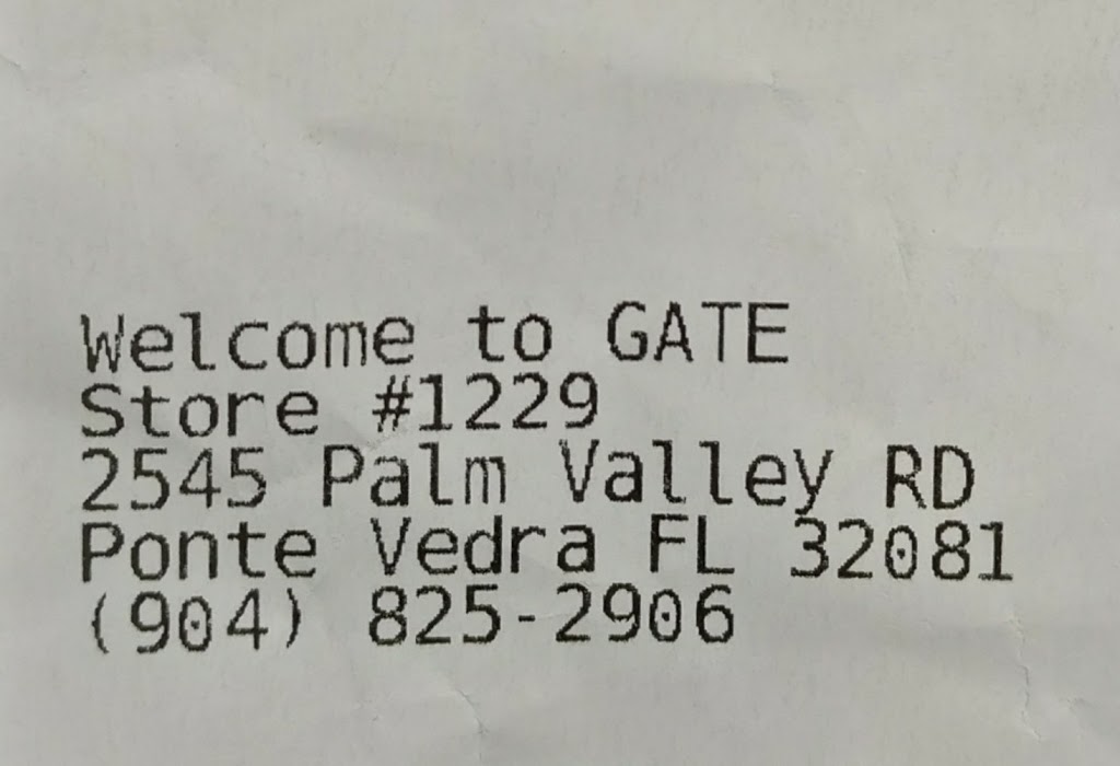 Gate Store #1229 | 2545 Palm Valley Rd, Ponte Vedra Beach, FL 32081, USA | Phone: (904) 825-2906