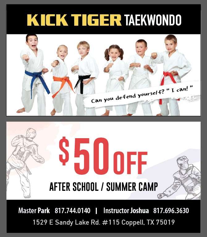 Kick Tiger Taekwondo | 2121 Sandy Lake Rd, Carrollton, TX 75006, USA | Phone: (817) 744-0140