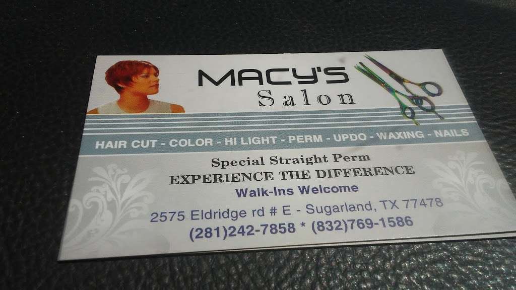 Macys Hair Salon | 2575 Eldridge Rd, Sugar Land, TX 77478, USA | Phone: (281) 242-7858