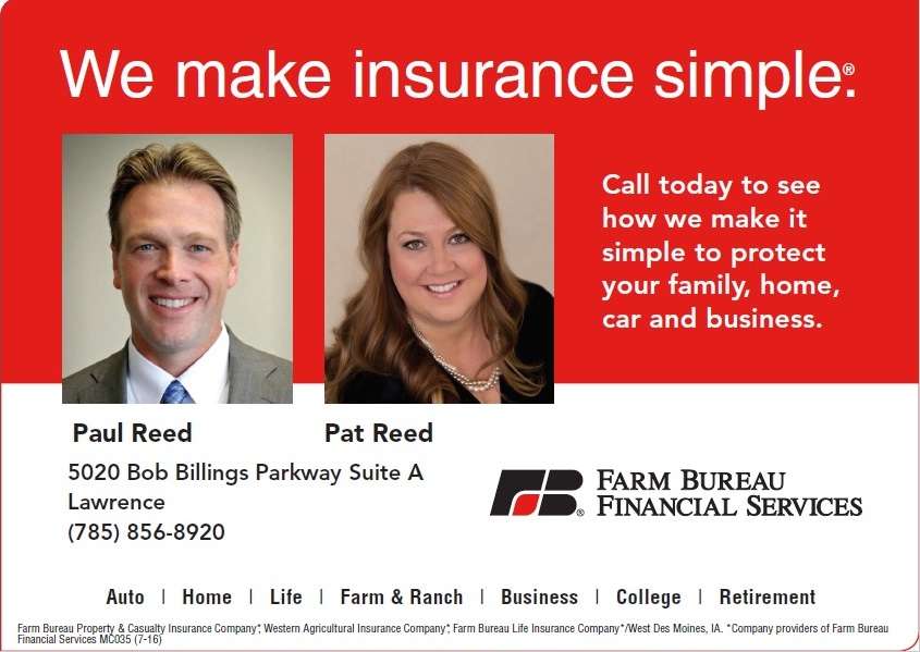 Farm Bureau Financial Services, Pat Reed & Paul Reed | 5020 Bob Billings Parkway, Suite A, Lawrence, KS 66049, Lawrence, KS 66049, USA | Phone: (785) 856-8920