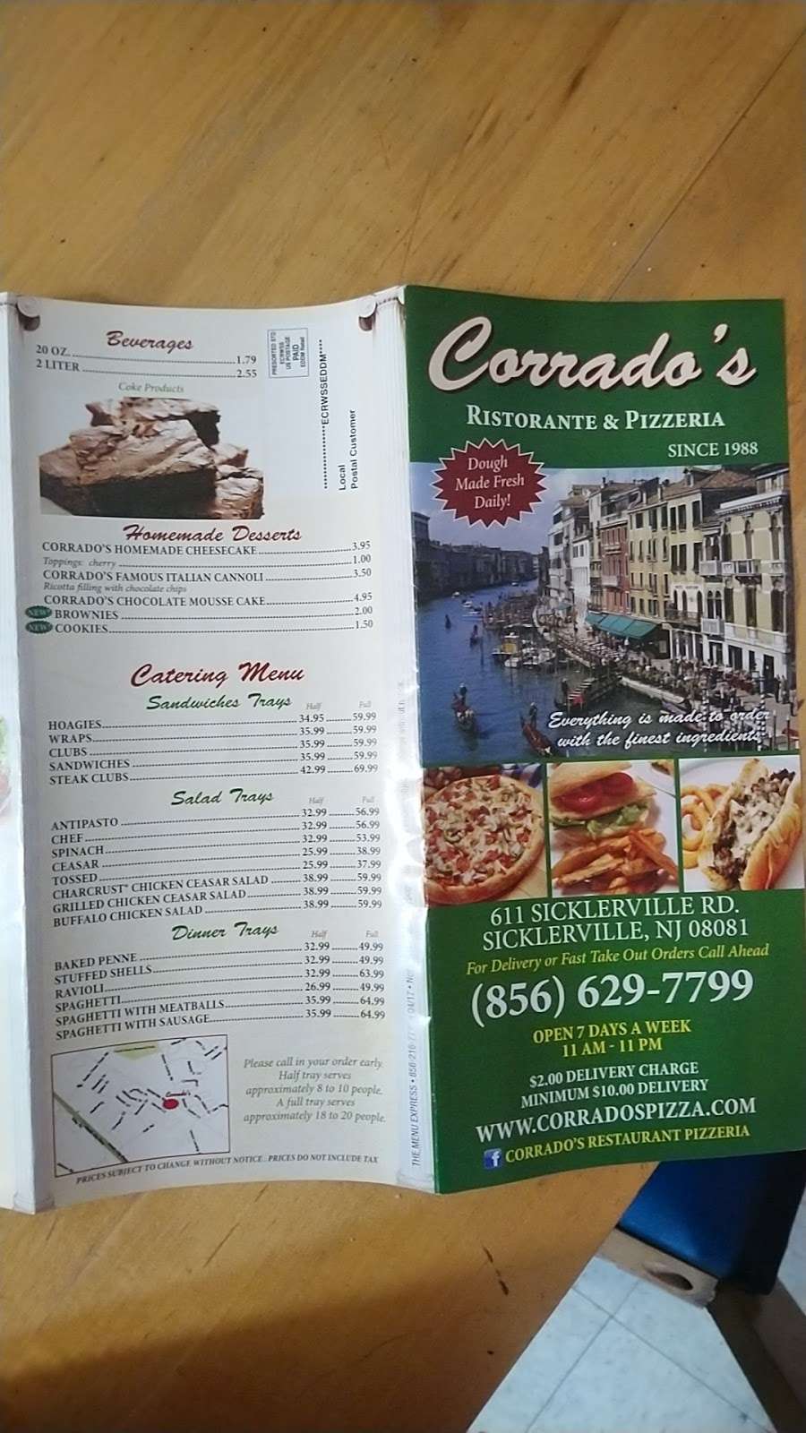 Corrados Restaurant Pizzeria | 611 Sicklerville Rd, Sicklerville, NJ 08081, USA | Phone: (856) 629-7799