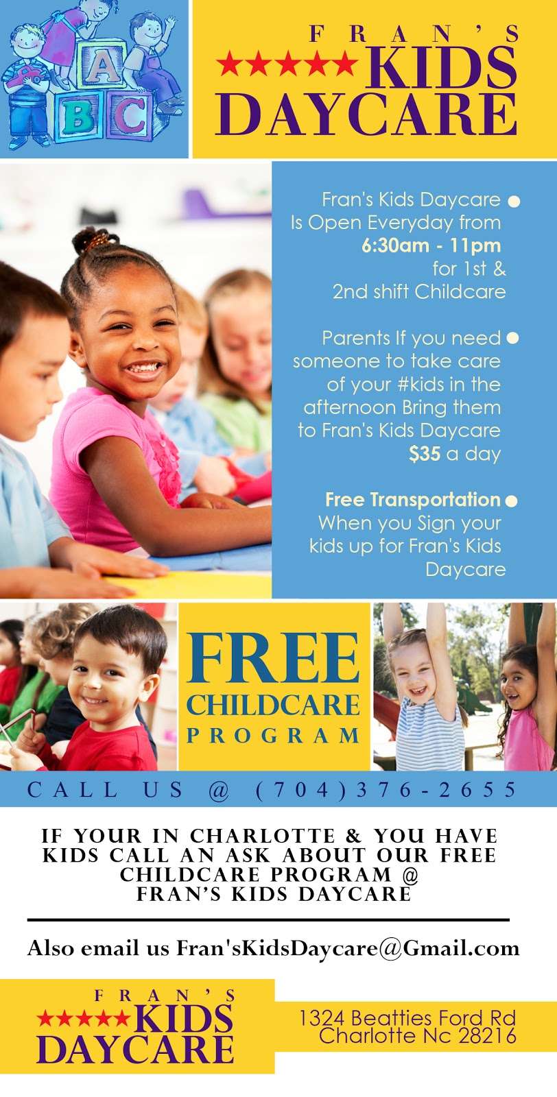 Fran’s Kids Daycare | 5071, 1320 Beatties Ford Rd, Charlotte, NC 28216 | Phone: (704) 376-2655